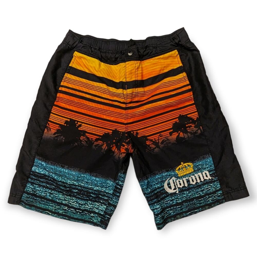 Corona Men's Hawaiian Sunset Palm Tree Swim‎ Trunks Board Shorts Size XL
